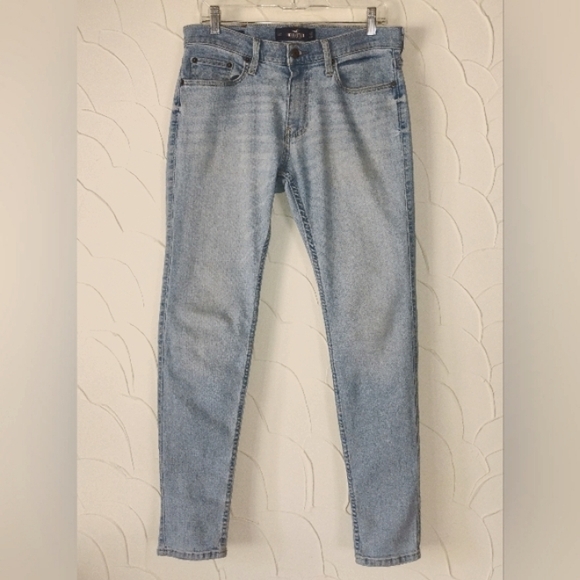 Men's Hollister Skinny Jeans Light Wash Stretchy Denim Plain Style Abercrombie - Picture 1 of 14